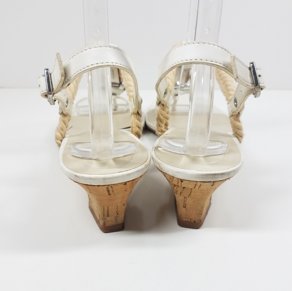 Etienne Aigner White Rope Bamboo Wedge Sandal - Picture 4 of 13